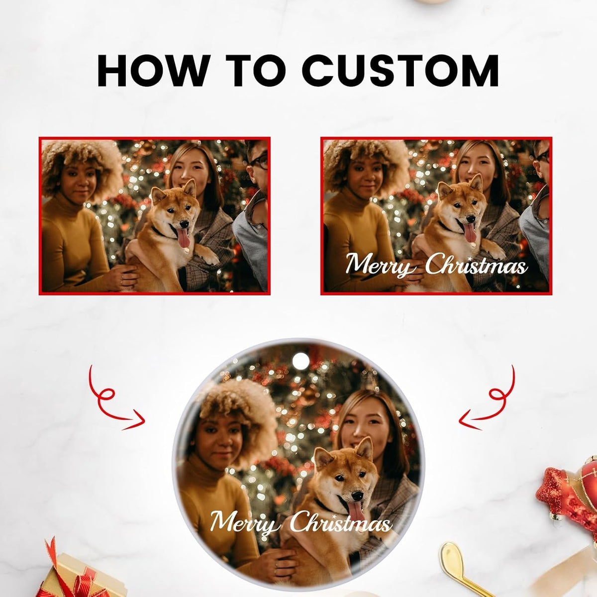 Personalized Christmas Ornaments 2025 Customized with Photo Text Ornament Keepsake Pet First