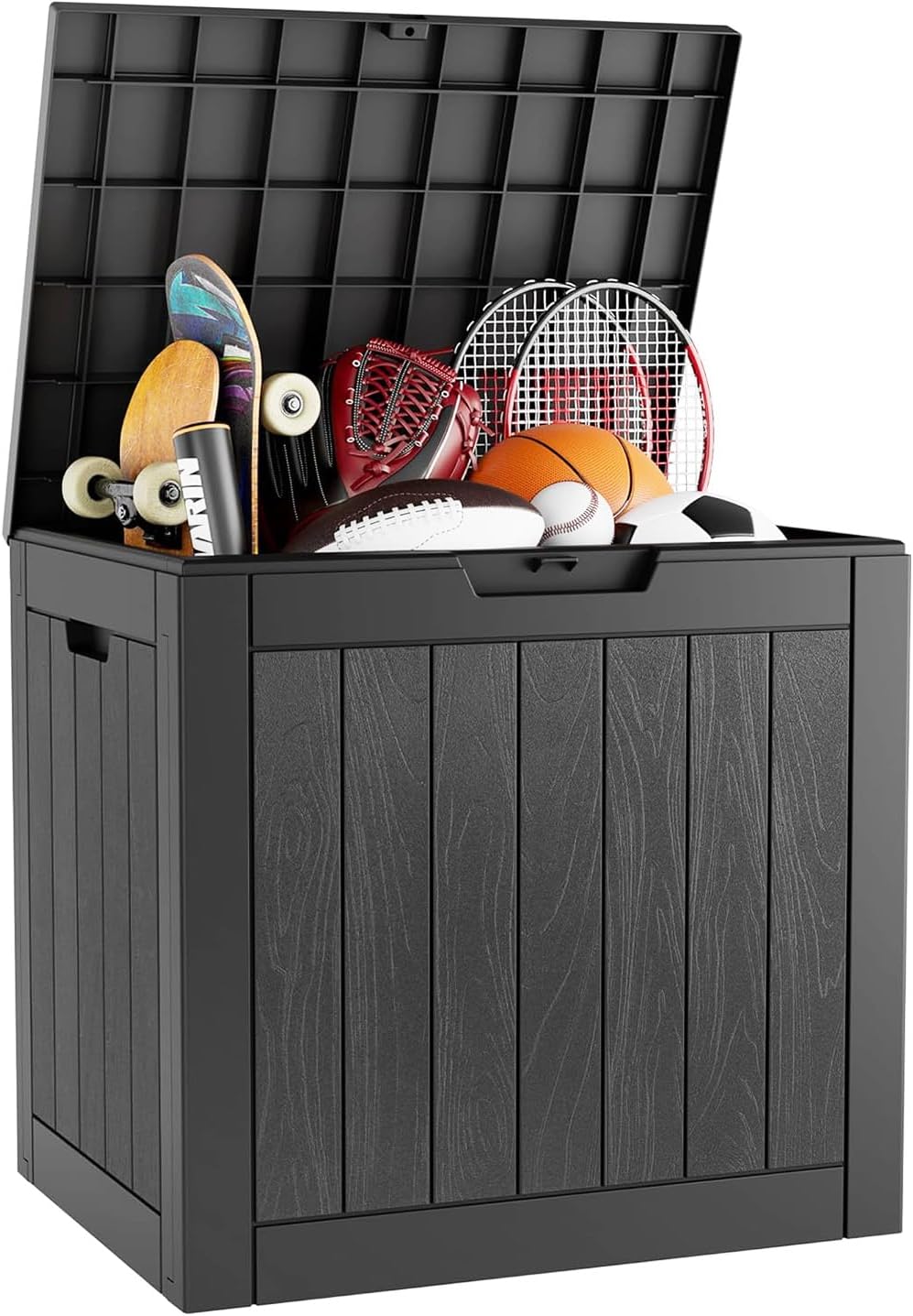 Outdoor Storage Box, 32 Gallon Deck Box Indoor Outdoor Storage Bin,Waterproof Resin Patio Storage