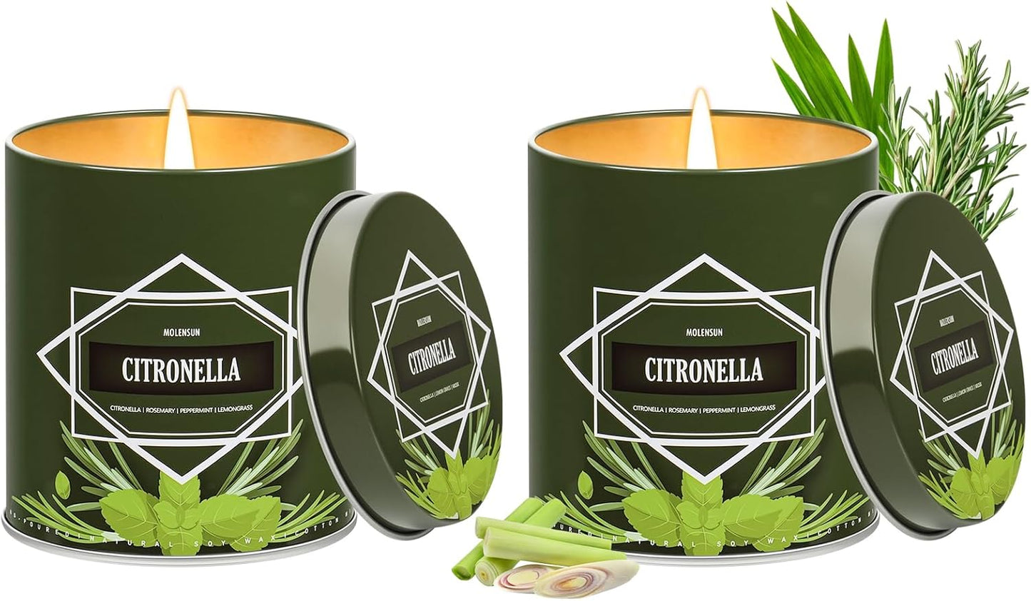 Citronella Candles Outdoor 2-Pack, Total 18oz Citronella Candles for Outside Patio, Camping &