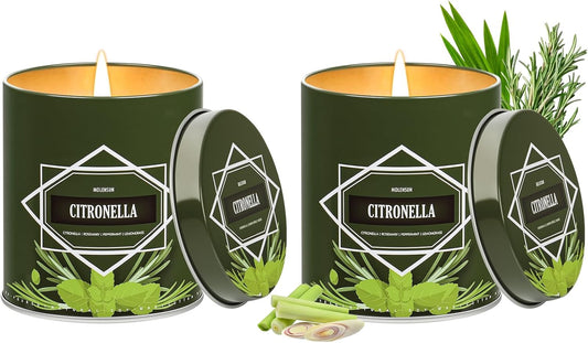 Citronella Candles Outdoor 2-Pack, Total 18oz Citronella Candles for Outside Patio, Camping &