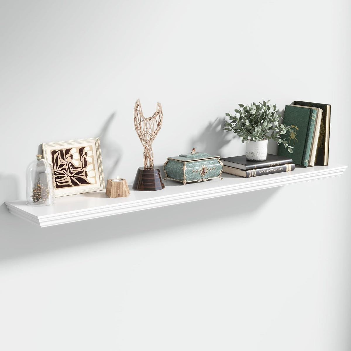 Floating Shelves for Wall, 55 Inch Long Wall Mounted White Hanging Shelf for Kitchen, Living Room
