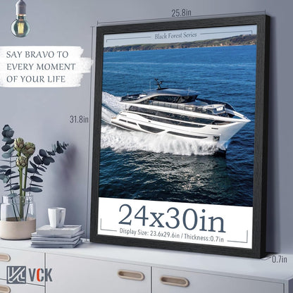 VCK 24x30 Poster Frames Set of 3, Black Solid Wood Picture Frame, Textured Exclusive Gallery Frame