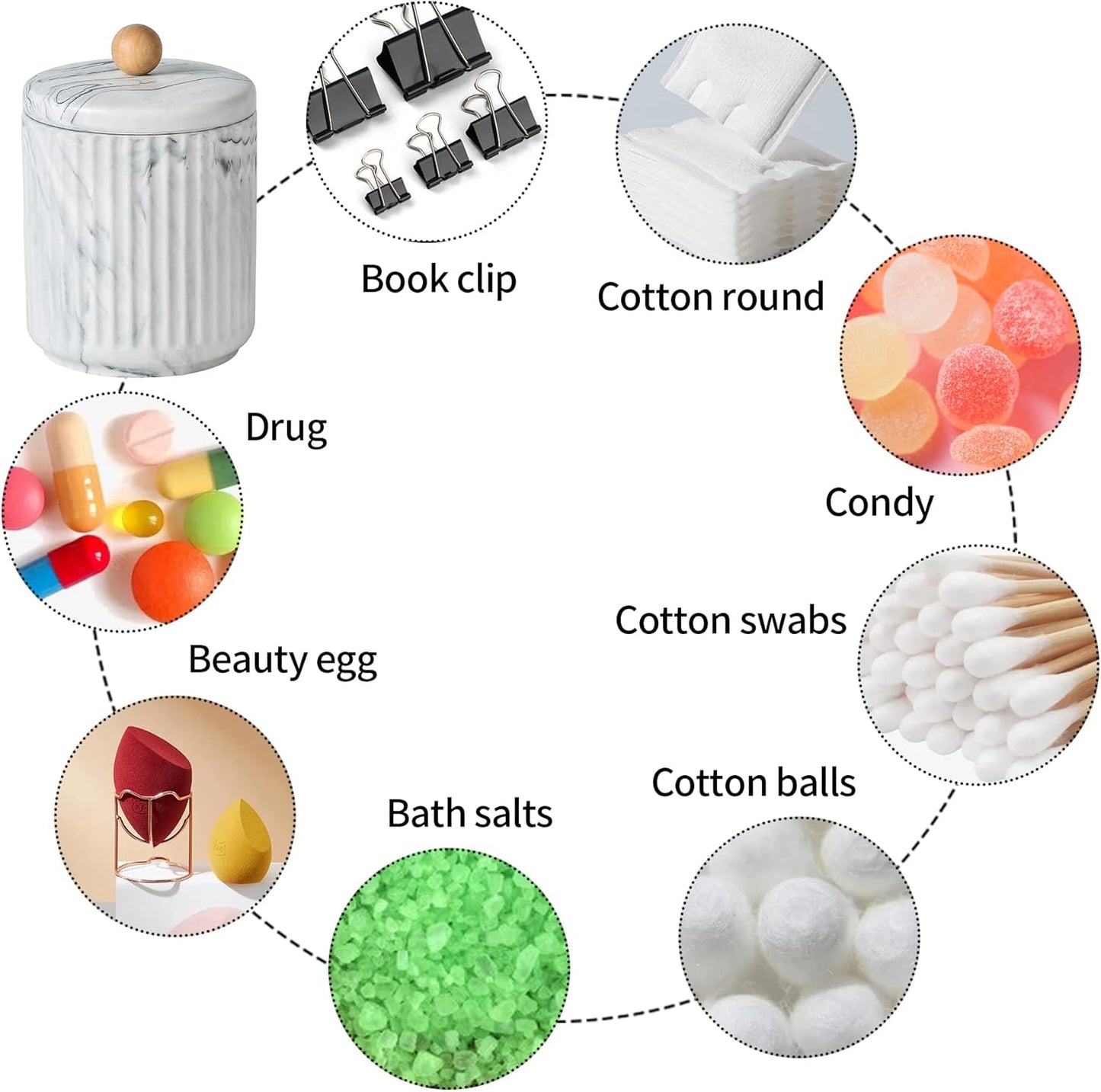 Bathroom Canister with Lid Qtip Holder Dispenser Jar Storage Organizer for Bathroom, Bedroom