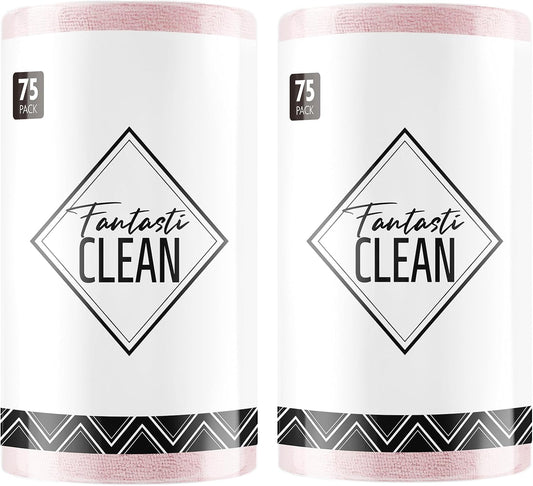 Fantasticlean Microfiber Cleaning Cloth Roll -150 Sheets, Tear Away Microfiber Towels, 12" x 12"