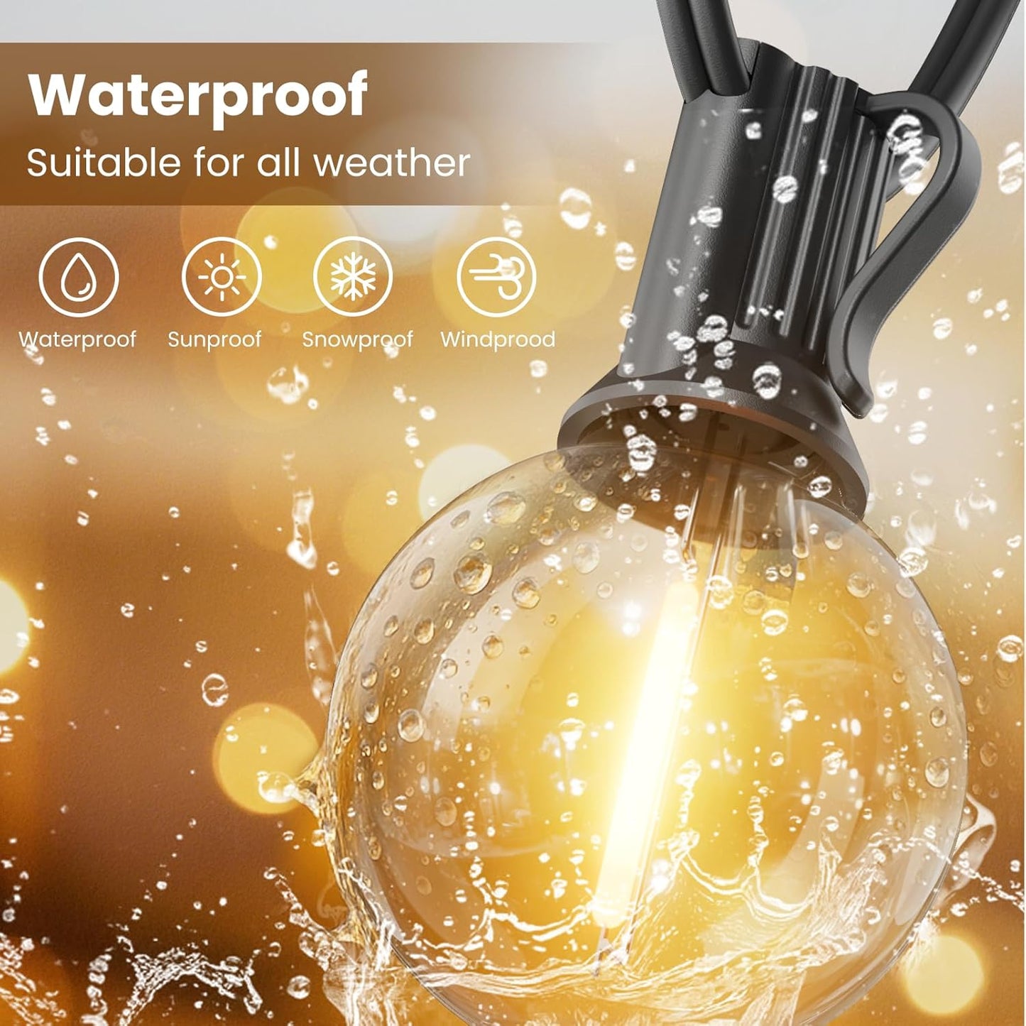 RTTY Outdoor String Lights 25 FT, G40 Led Patio Globe Lights with 13pcs Bulbs,Waterproof