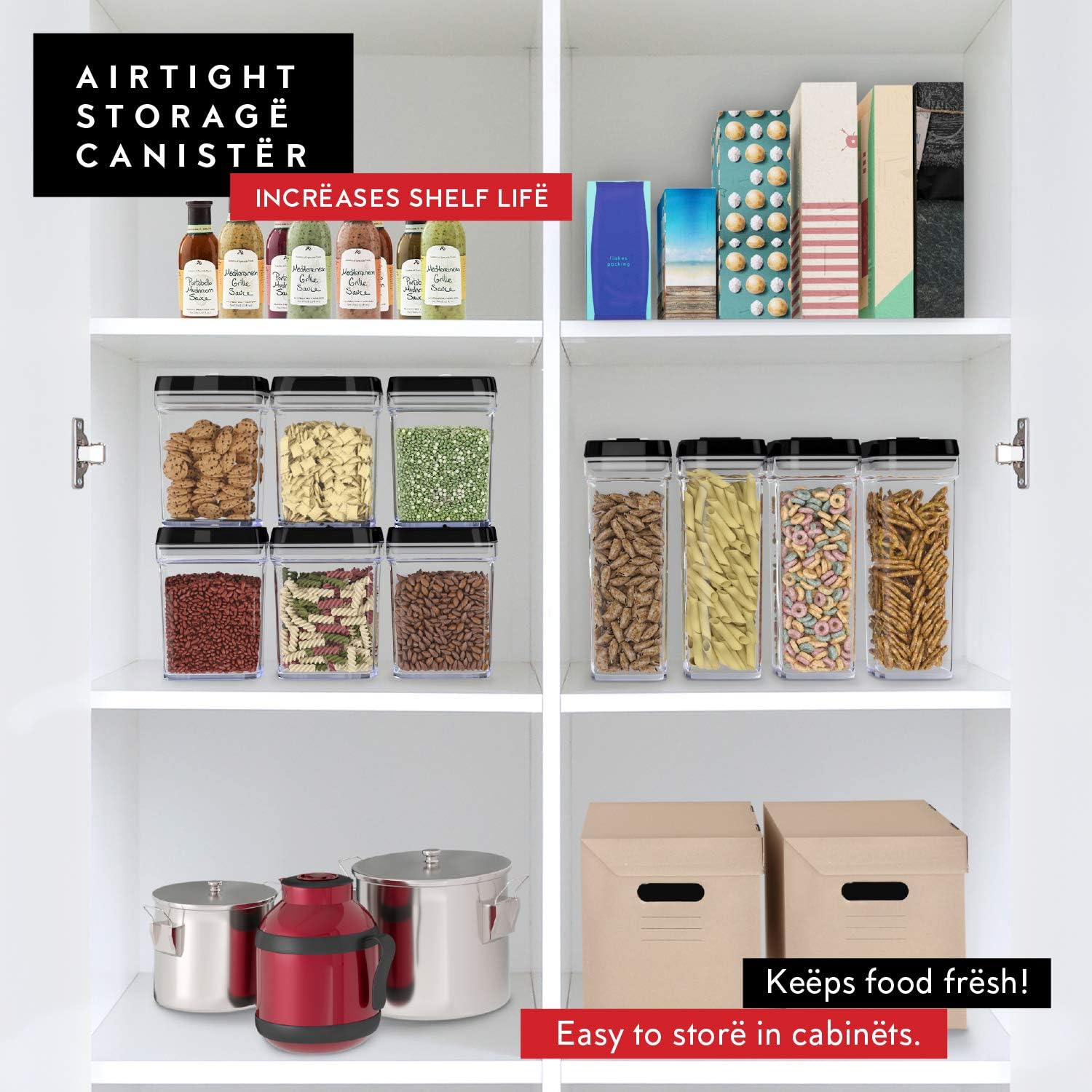 DWËLLZA KITCHEN Airtight Food Storage Containers with Lids – 4 Piece Set Air Tight Kitchen Storage