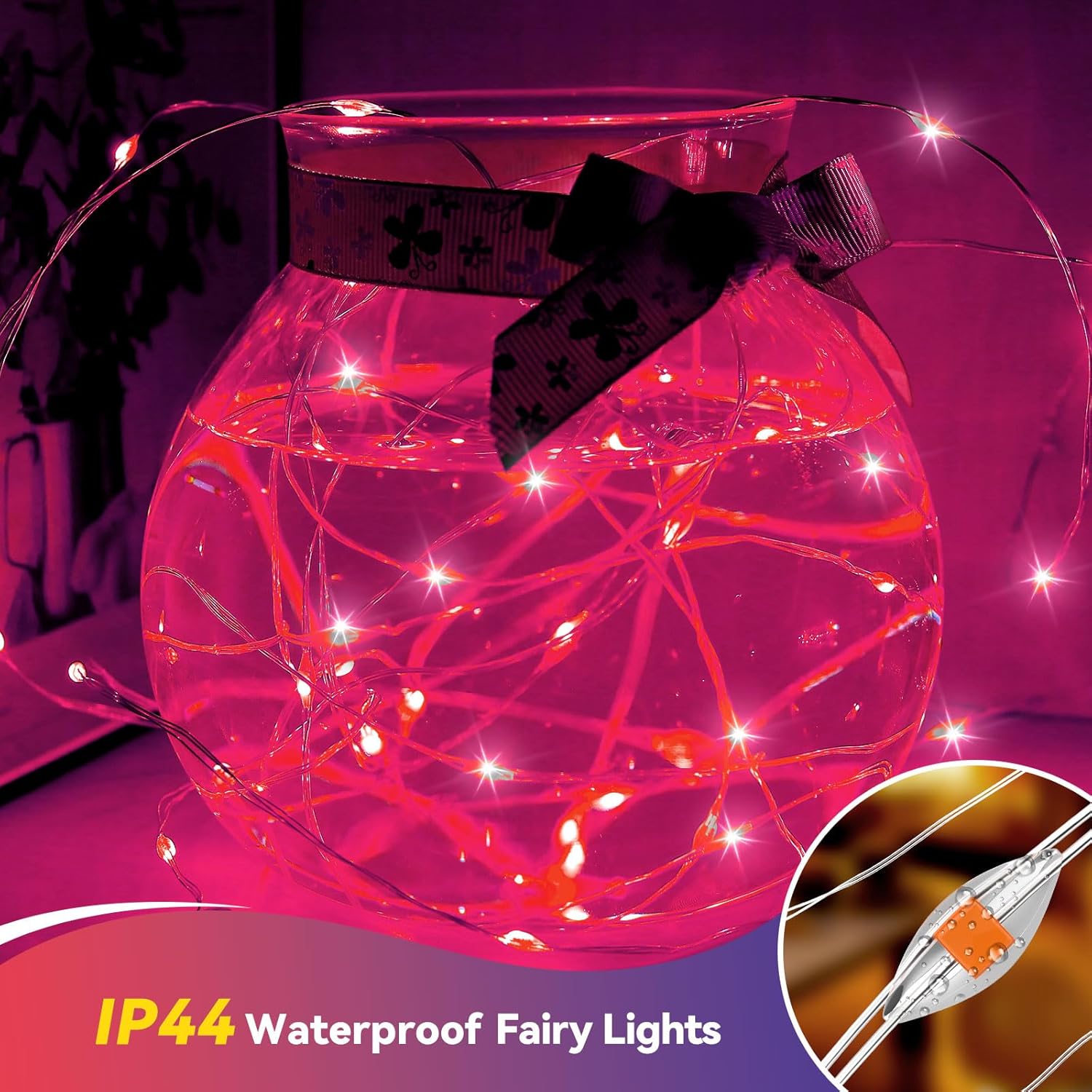 4 Pack 60LED Christmas Fairy Lights Battery Operated - 20FT Twinkle Lights with 2 Lighting Modes