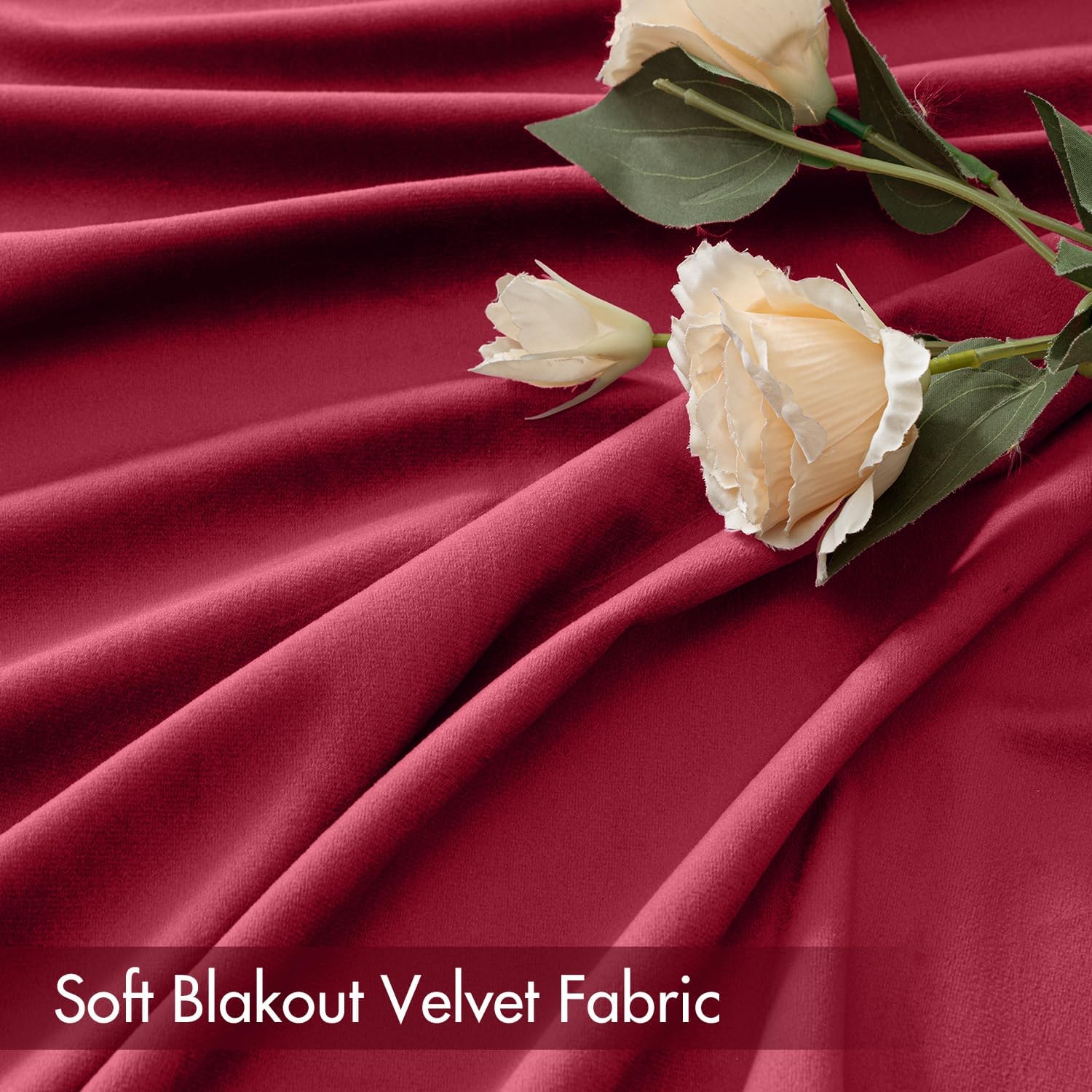 MIULEE Berry Velvet Curtains Thermal Insulated Blackout Curtain Drapes for Bedroom Living Room
