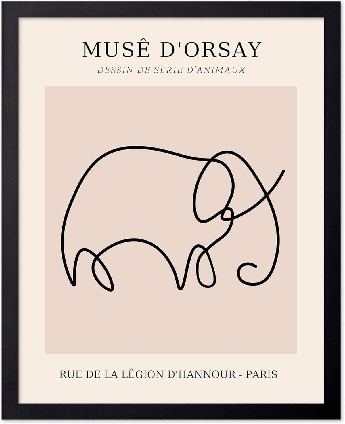 Poster Master Vintage Poster - Retro One Line Elephant Drawing Print - Elephant Art - Minimal Gift