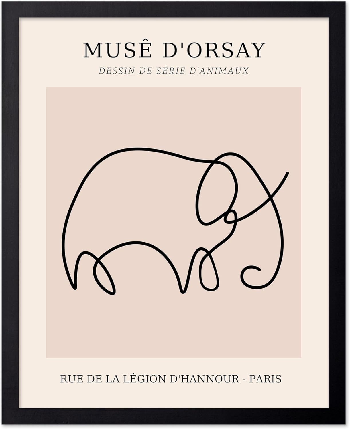 Poster Master Vintage Poster - Retro One Line Elephant Drawing Print - Elephant Art - Minimal Gift
