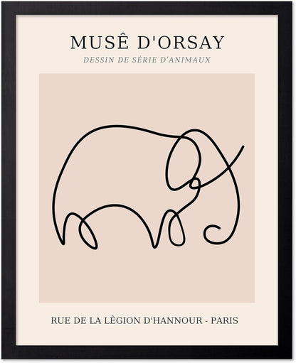 Poster Master Vintage Poster - Retro One Line Elephant Drawing Print - Elephant Art - Minimal Gift