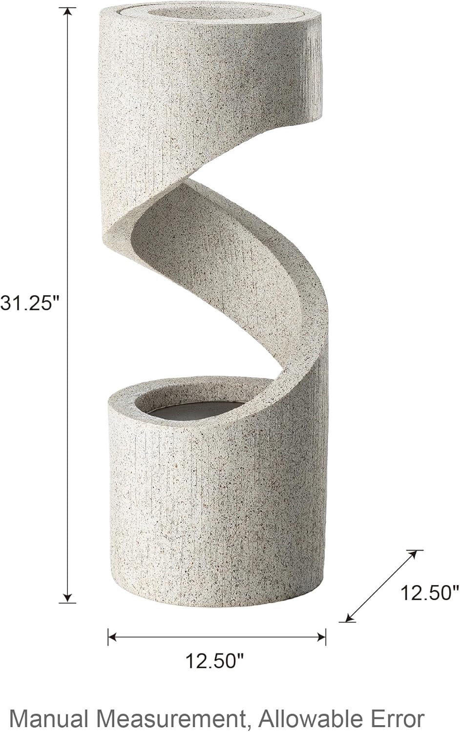 Glitzhome Decorative Tiered Outdoor Water Fountain with LED Light, Curved Waterfall Fountain with