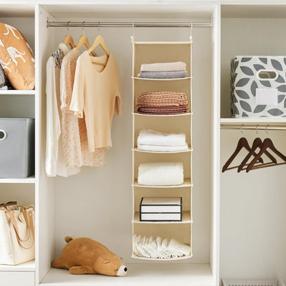 MAX Houser 6 Tier Shelf Hanging Closet Organizer, Closet Hanging Shelf with 2 Sturdy Hooks for