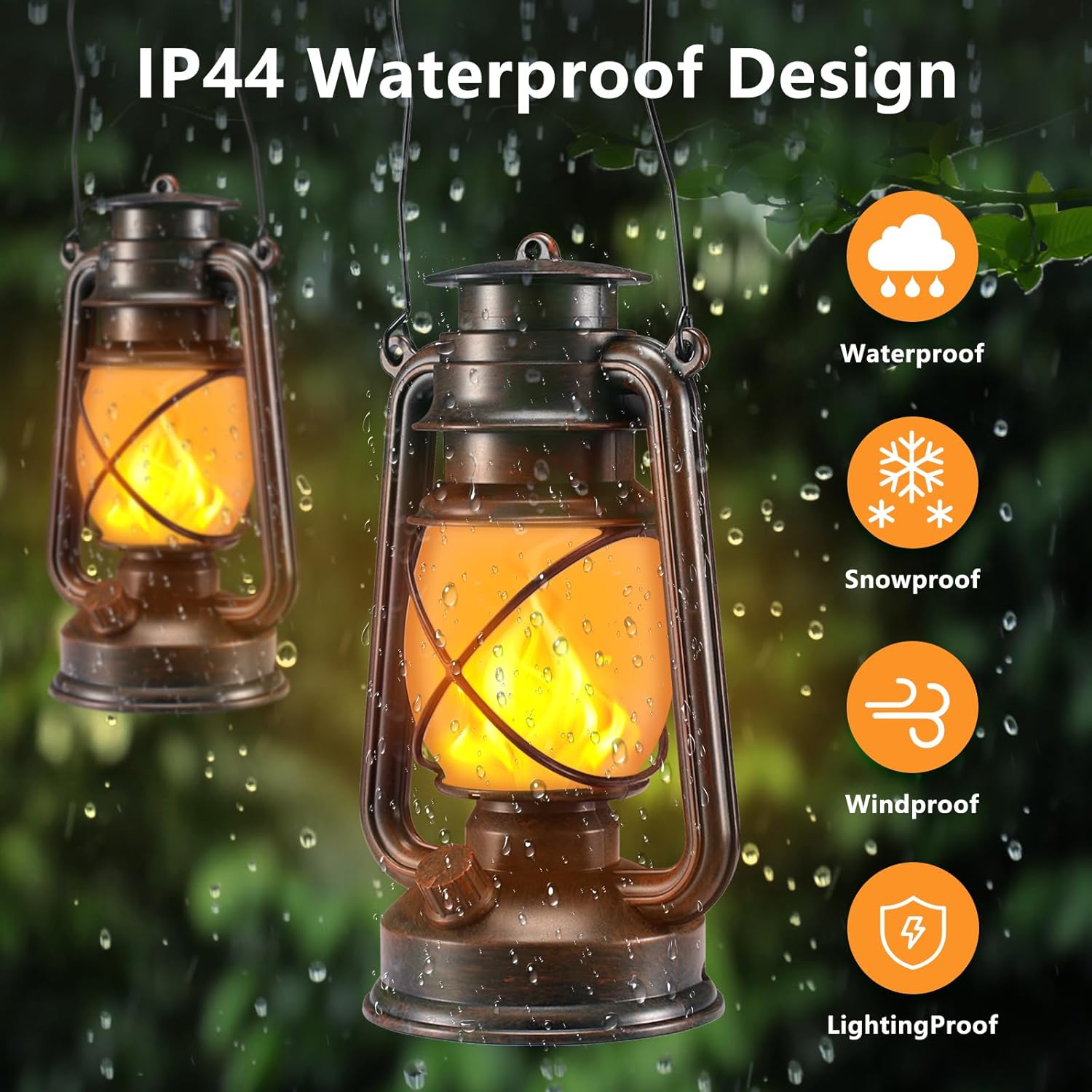 Battery-Powered 2 Modes Lighting LED Vintage Lanterns Decorative Outdoor & Indoor, 2 Pack Bronze