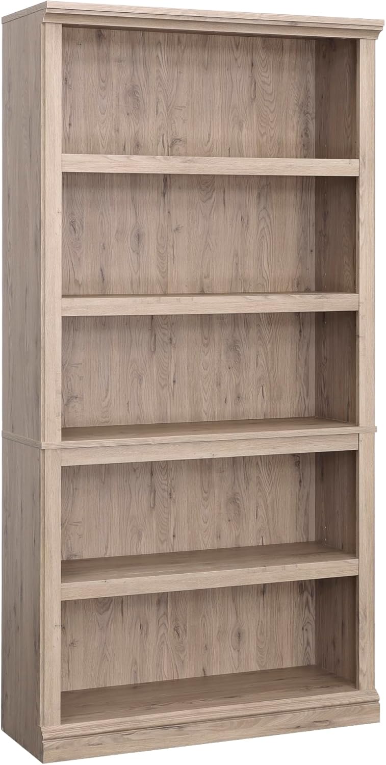 Sauder 5 Tier Book Shelf Wooden Bookcase Multipurpose Bookshelf for Home Office, Living Room, in