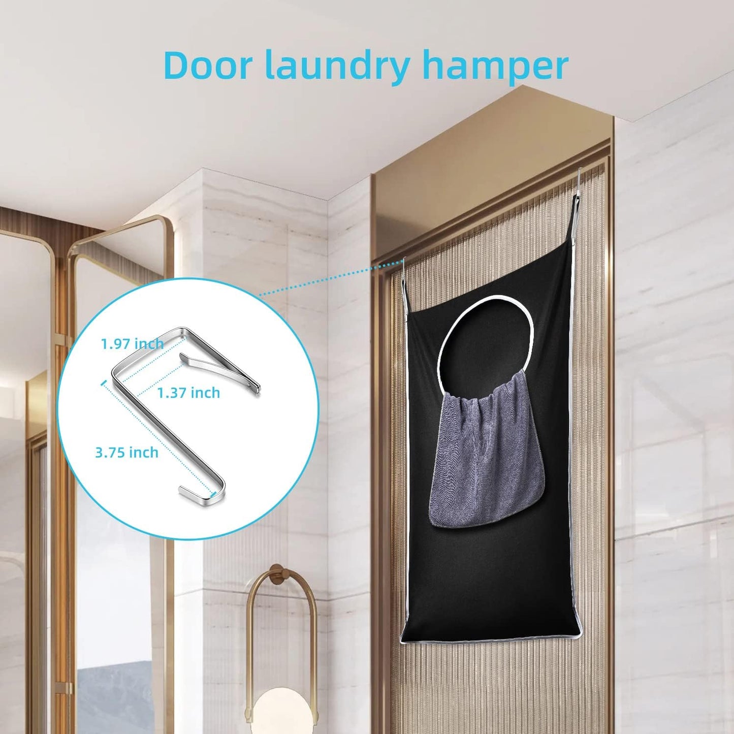 KEEPJOY 2 Pack Door Hanging Laundry Hamper, XL Hanging Bag with Large Opening and 2 Hooks for Whole