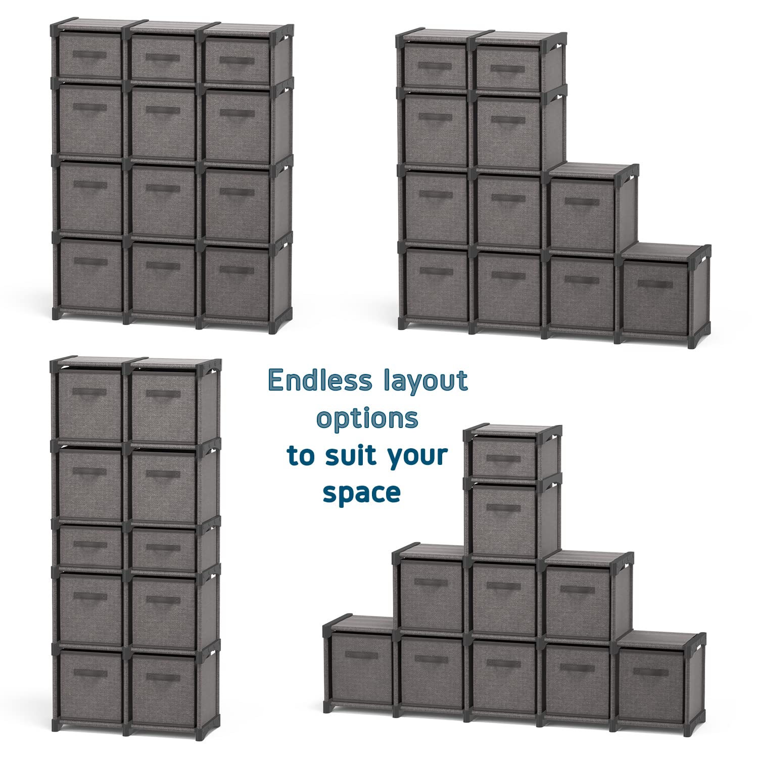 12 Cube Storage Organizer, Gray Storage Cubes Organizer Shelves, Sturdy Cubbies Storage Shelves