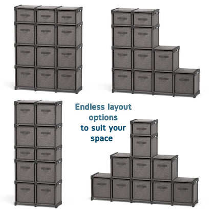 6 Cube Storage Organizer, Gray Storage Cubes Organizer Shelves, Sturdy Cubbies Storage Shelves with