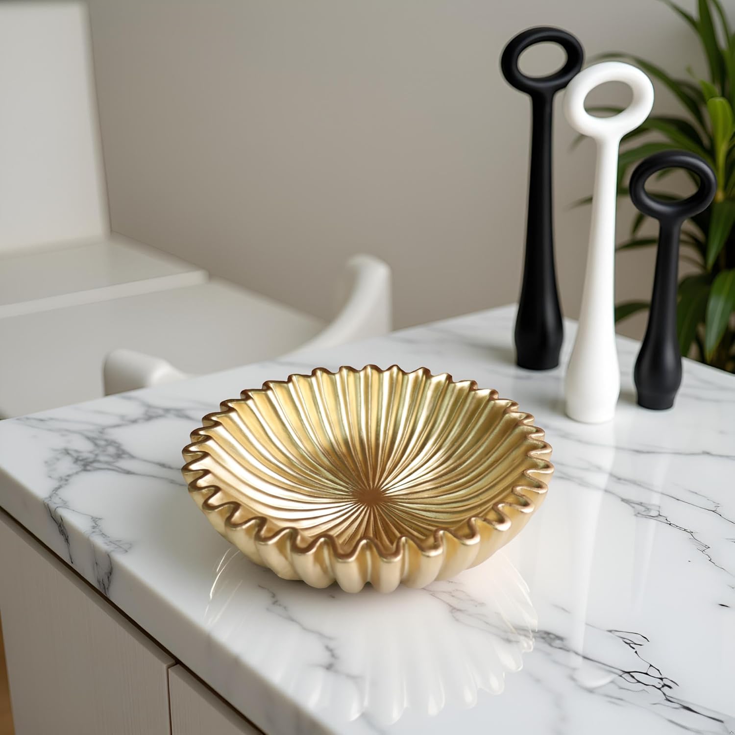 10" Large Decorative Bowl decor, Scalloped Bowls for Modern Home Decor,Ruffle Decor,Stylish Key