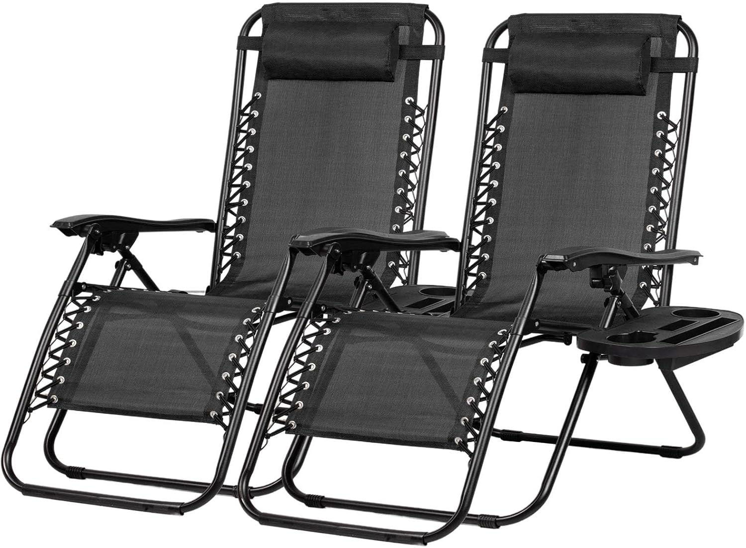 Nazhura Set of 2 Relaxing Recliners Patio Chairs Adjustable Steel Mesh Zero Gravity Lounge Chair