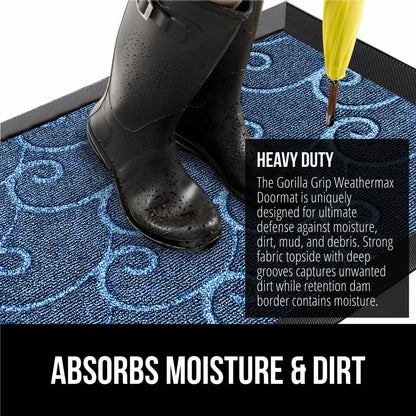 GORILLA GRIP 100% Waterproof All-Season WeatherMax Doormat, 72x24, US Designed Natural Rubber