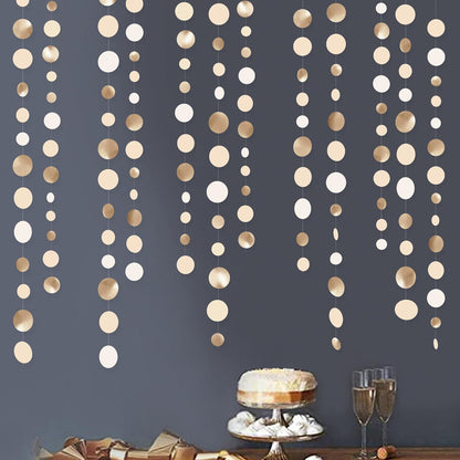 Champagne Gold Party Decorations Circle Dots Garland Gold Neutral Nude Neutral Cream Beige Boho