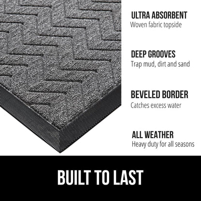 GORILLA GRIP 100% Waterproof All-Season WeatherMax Doormat US Designed Natural Rubber, Stain and