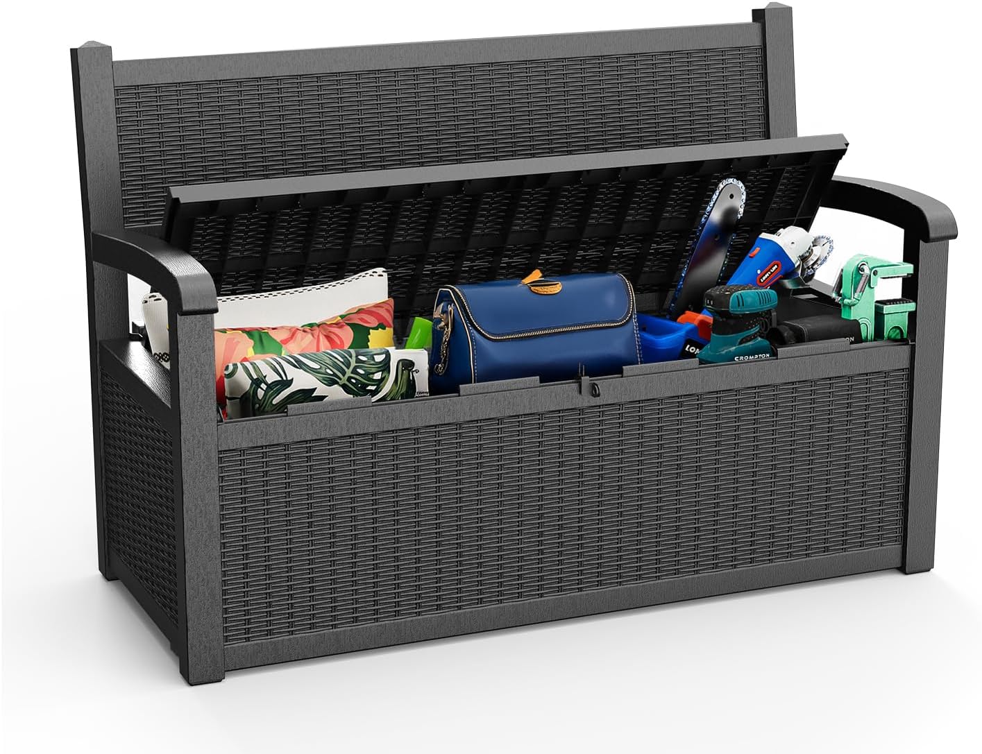 80 Gallon Storage Bench Waterproof and Lockable,Deck Box Outdoor Storage Furniture for