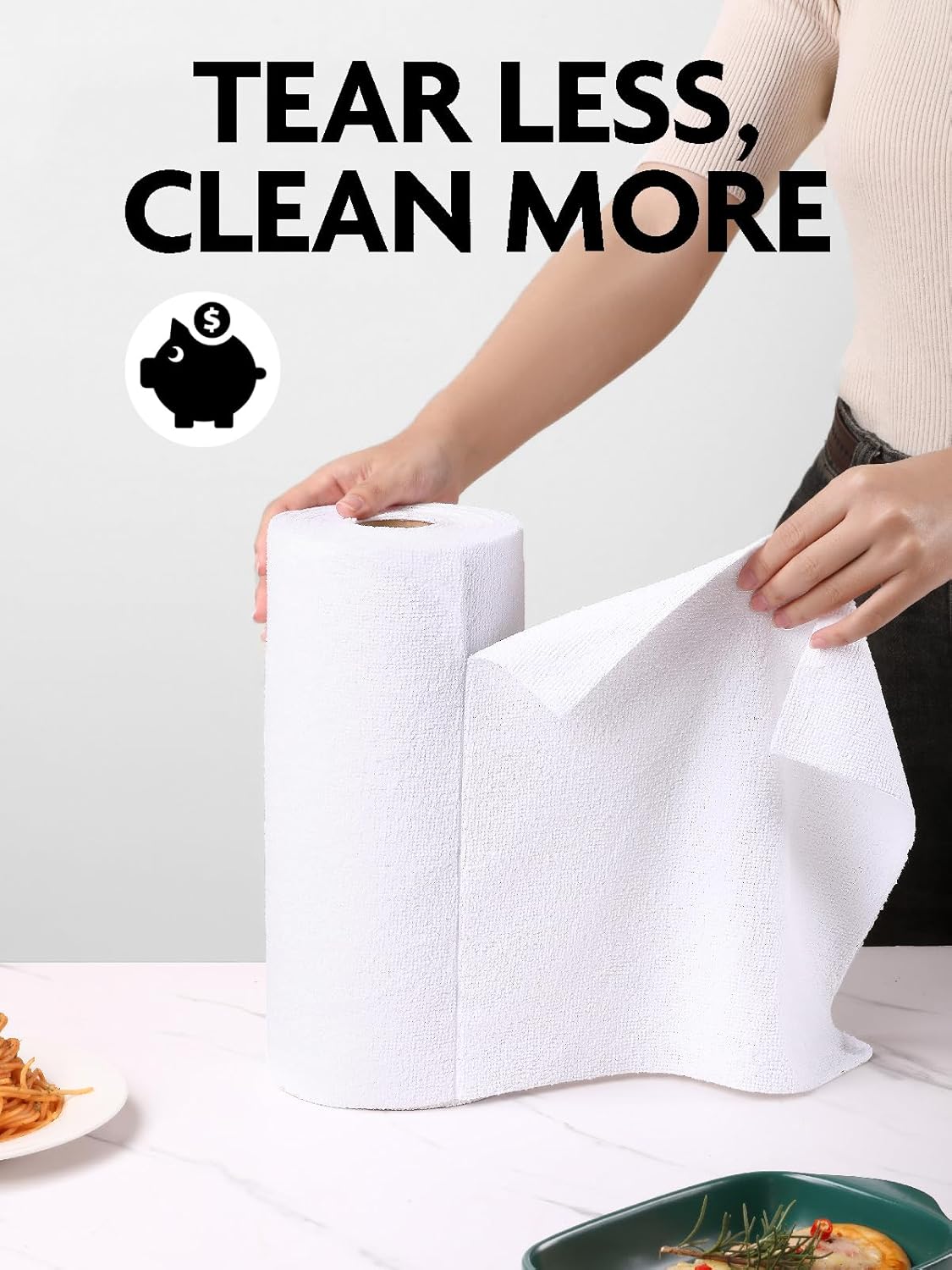 Fantasticlean Microfiber Cleaning Cloth Roll -75 Pack, Tear Away Microfiber Towels, 12" x 12"