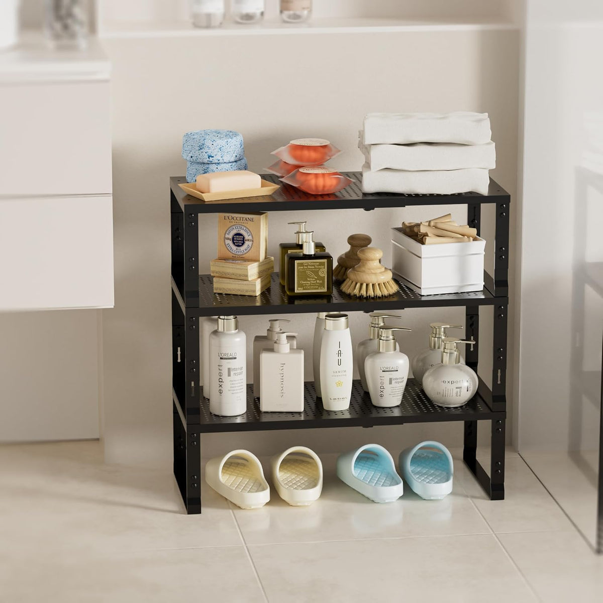 Expandable Spice Rack,Stackable Storage for Cabinet, Multi-Functional Kitchen