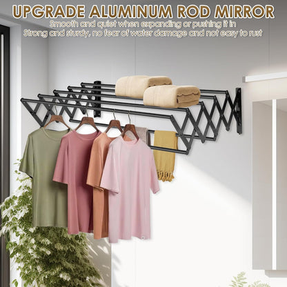 XL-31.5'' Wall Mounted Clothes Drying Rack, 130 lbs Large Capacity Rustproof Retractable