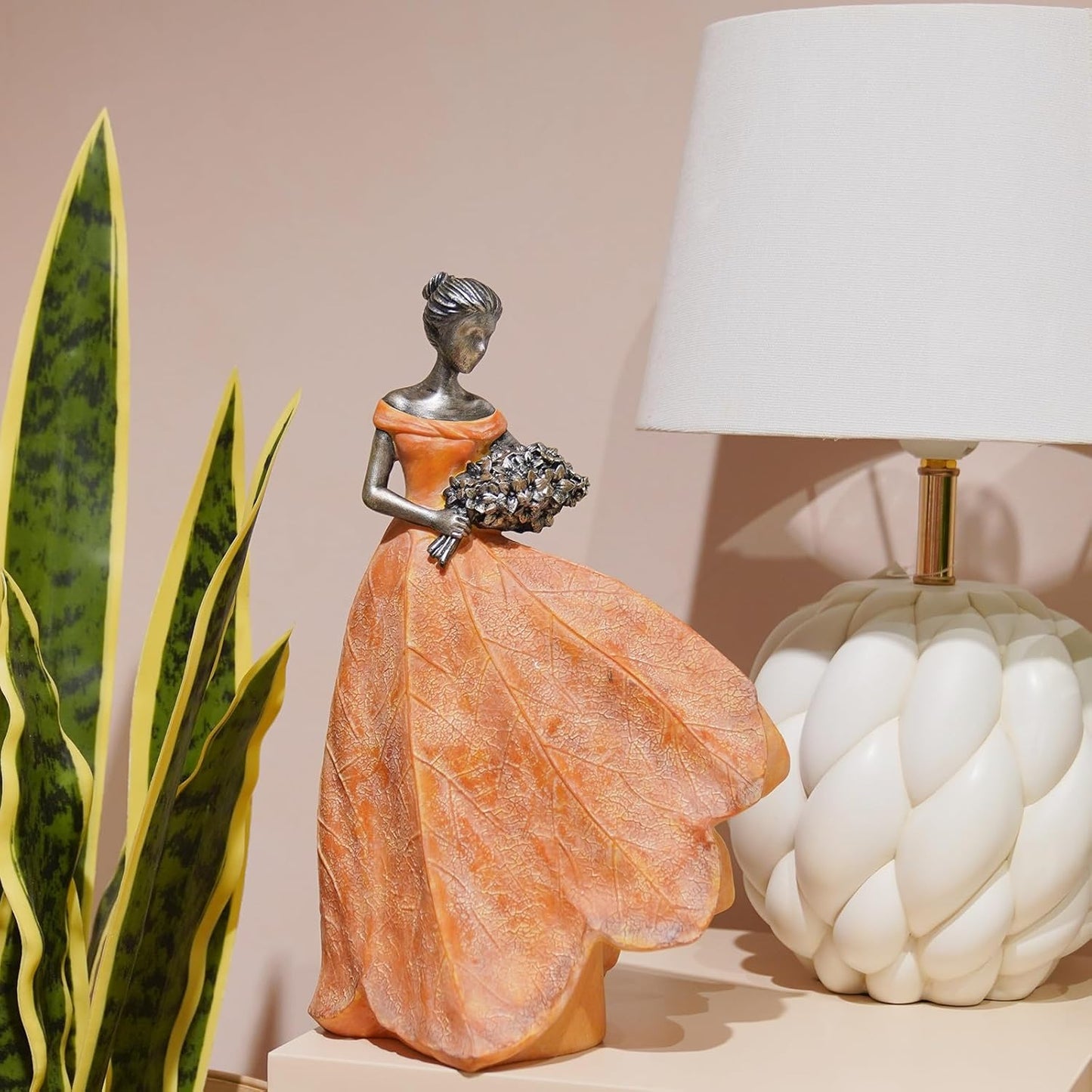Guichifun Fairy Statue Collection Home Decoration - Orange Leaf Angel Girls Resin Home Decor for