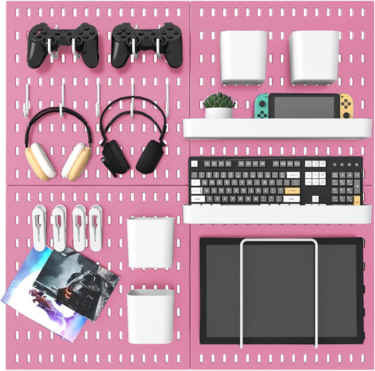Pegboard Combination Kit, 25.2" x 25.2" Wall Mounted Storage Set with 4 Pegboards & 20 Accessories