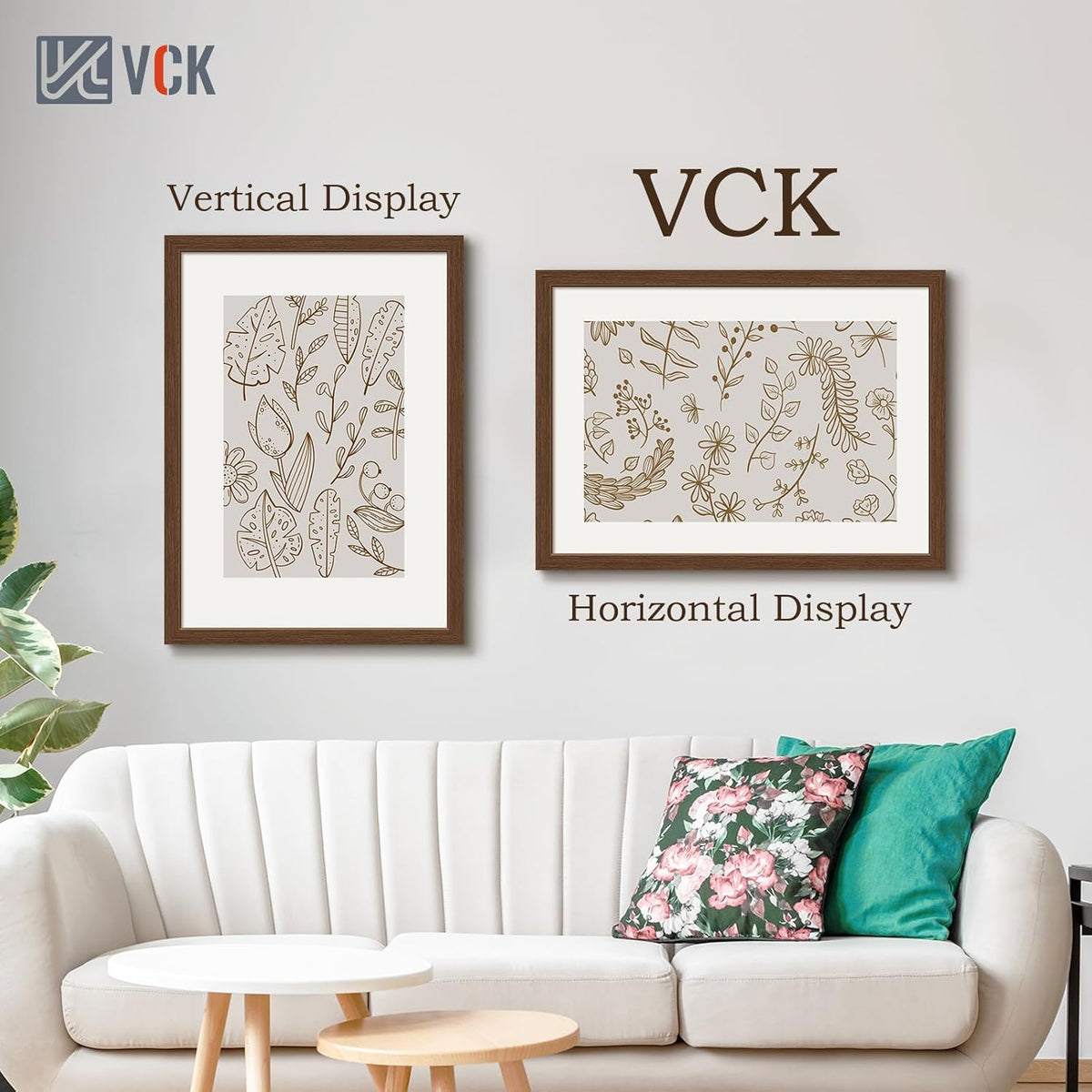 VCK 20x28 Picture Frame 3 Pack, Brown Wood Poster Frame with Exclusive Wood Grain, Wall Mounting