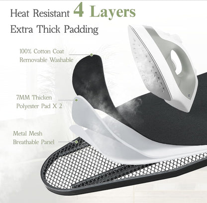 Ironing Board 48x15, Wide Heavy Duty Full Size Iron Board with Retractable Iron Rest, BlissBoard
