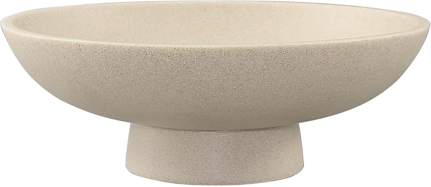 Modern Resin Pedestal Bowl – Large Fruit Bowl for Kitchen Counter, Catch All Tray for Entryway