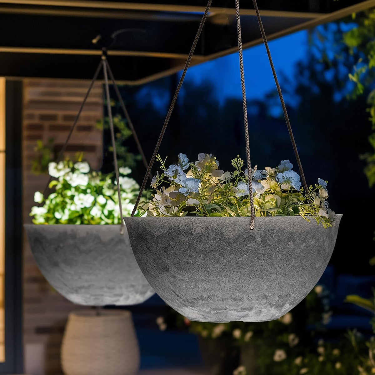 LA JOLIE MUSE Large Hanging Planters for Indoor Outdoor Plants, Hanging Flower Pots Marble Pattern