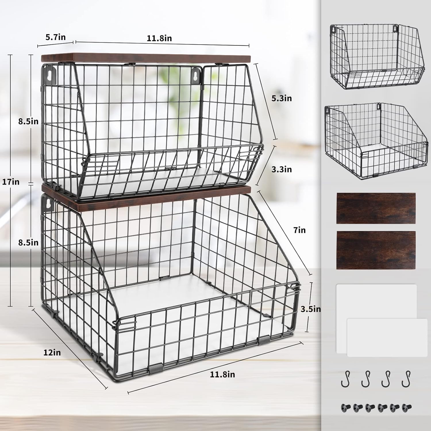 Fruit Basket, Stackable Wall Mounted Fruit Baskets, Potato Baskets Onion Storage for Kitchen