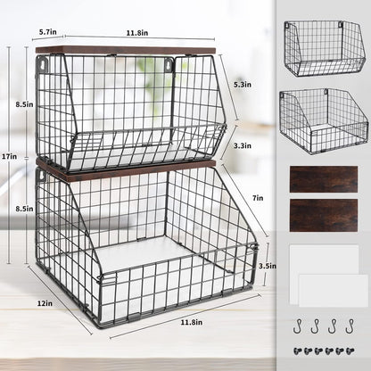 Fruit Basket, Stackable Wall Mounted Fruit Baskets, Potato Baskets Onion Storage for Kitchen
