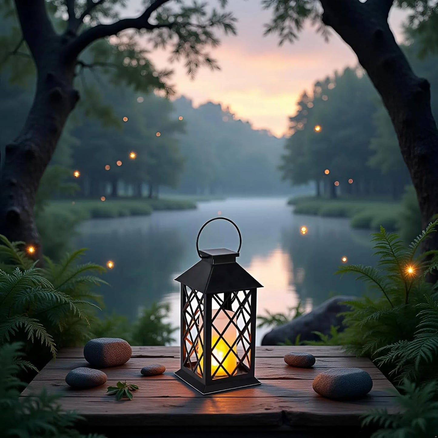 Simplelight 11 Inch Decorative Lanterns-IP44 Waterproof Outdoor Hanging Lantern, Battery Operated