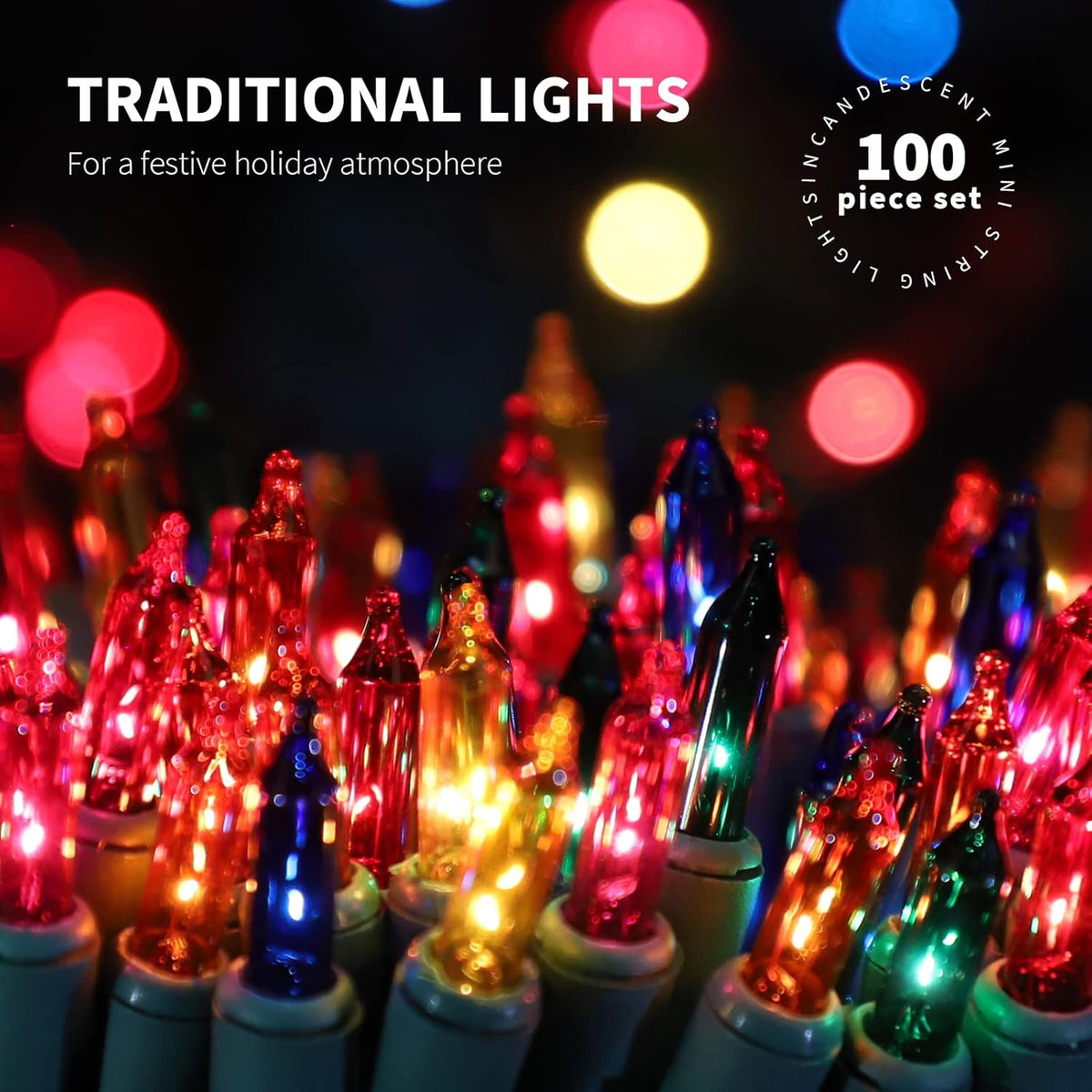 100LIGHTS Multi Extra-Bright with End Connectors Christmas Decorative Lights 5.98m UL Certified