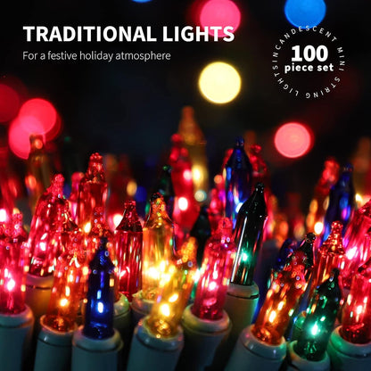 100LIGHTS Multi Extra-Bright with End Connectors Christmas Decorative Lights 5.98m UL Certified