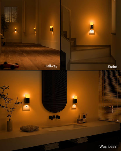 Lyridz Amber Night Light with Motion Sensor, 1-150LM Dimmable Plug-in Nightlight Indoor for