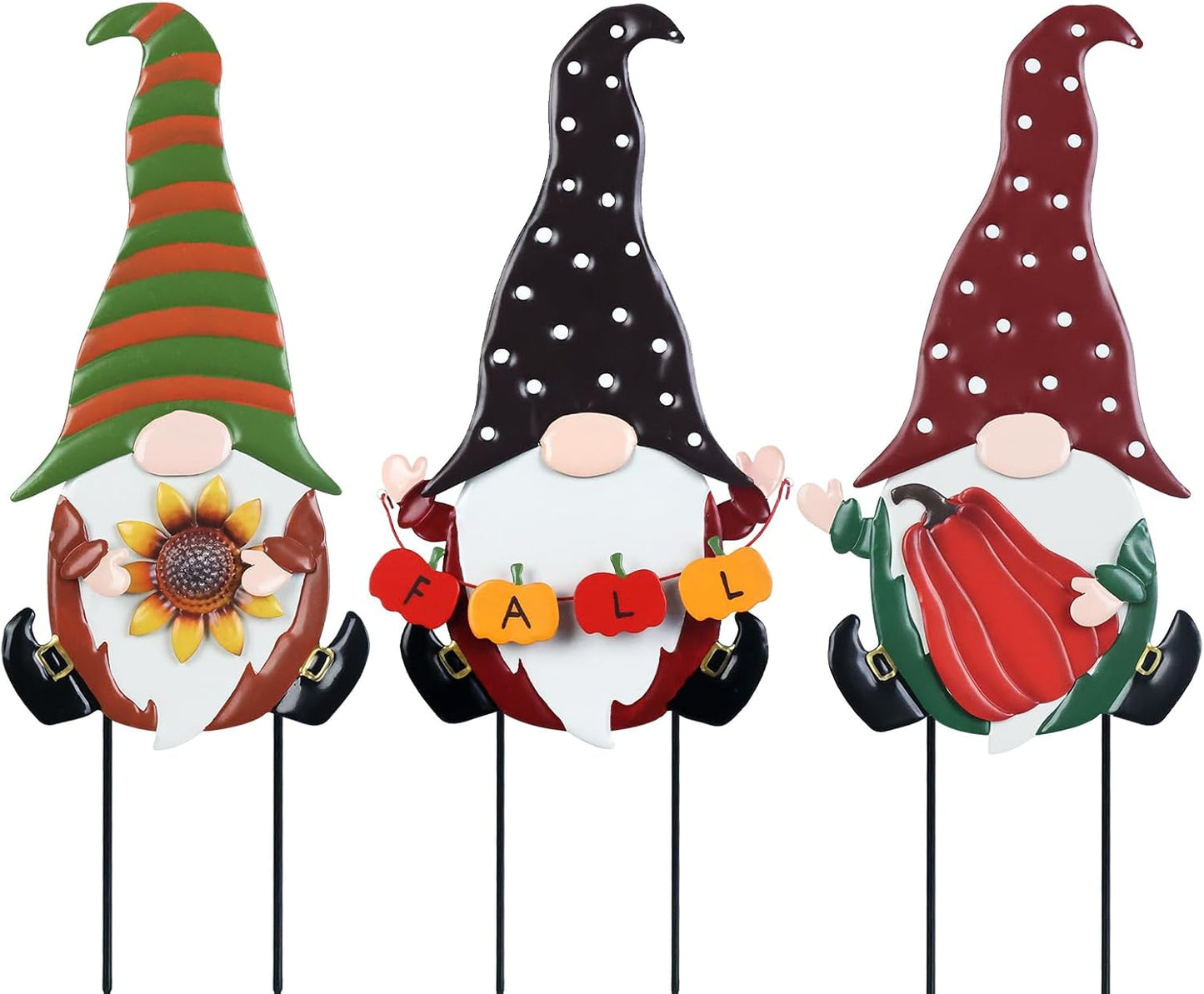 YEAHOME Fall Decorations for Home Outdoor, 3 Pack Gnomes Decorative Garden Stakes for Fall Decor