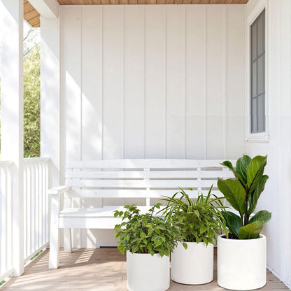 Fox & Fern Matte White Plant Pots with Drainage Plug (Set of 3) — Premium Lightweight Fiberstone 8