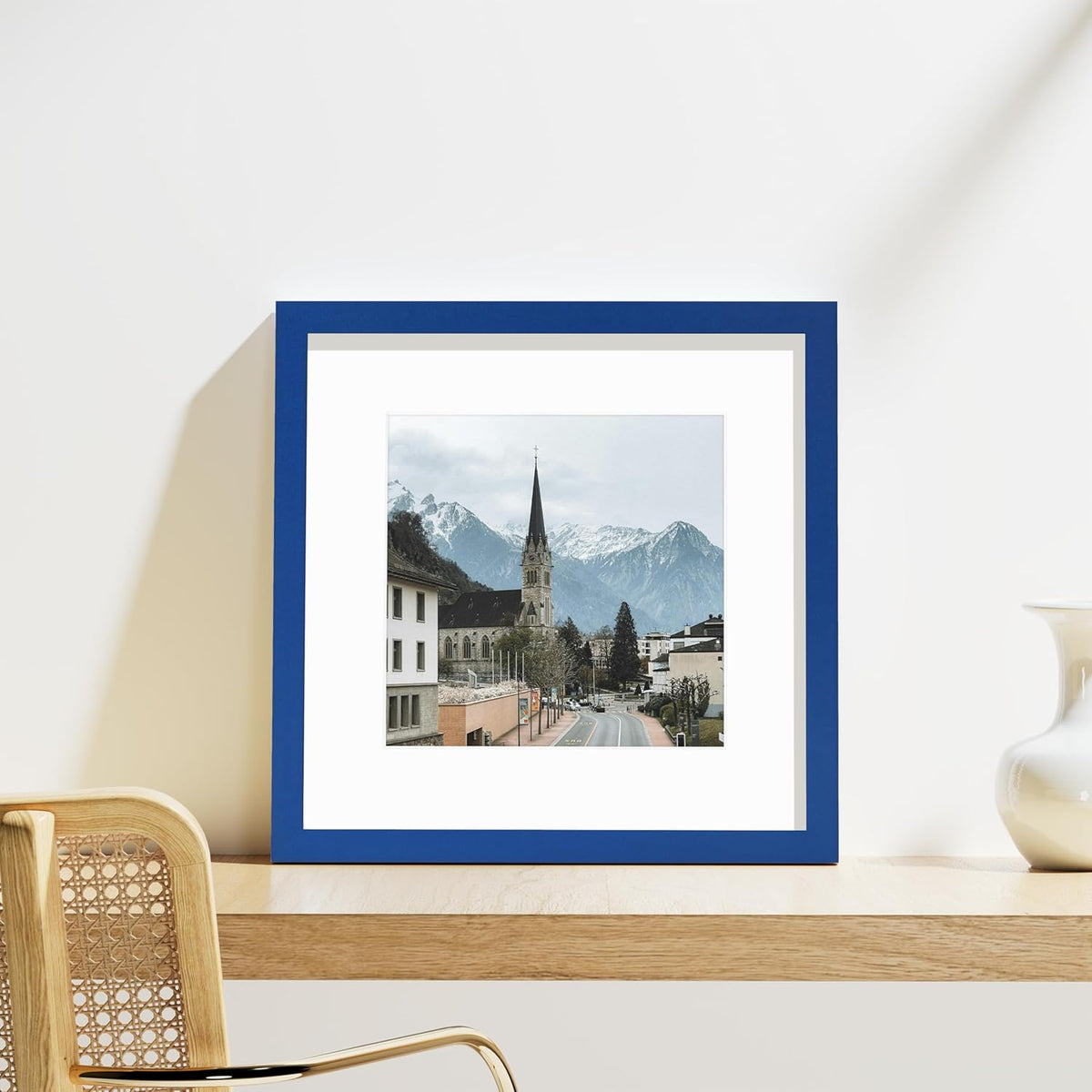 Vittanly 12x12 Picture Frame Set of 9 - Display 8x8 Photos with Mat or 12x12 Without Mat, Wall