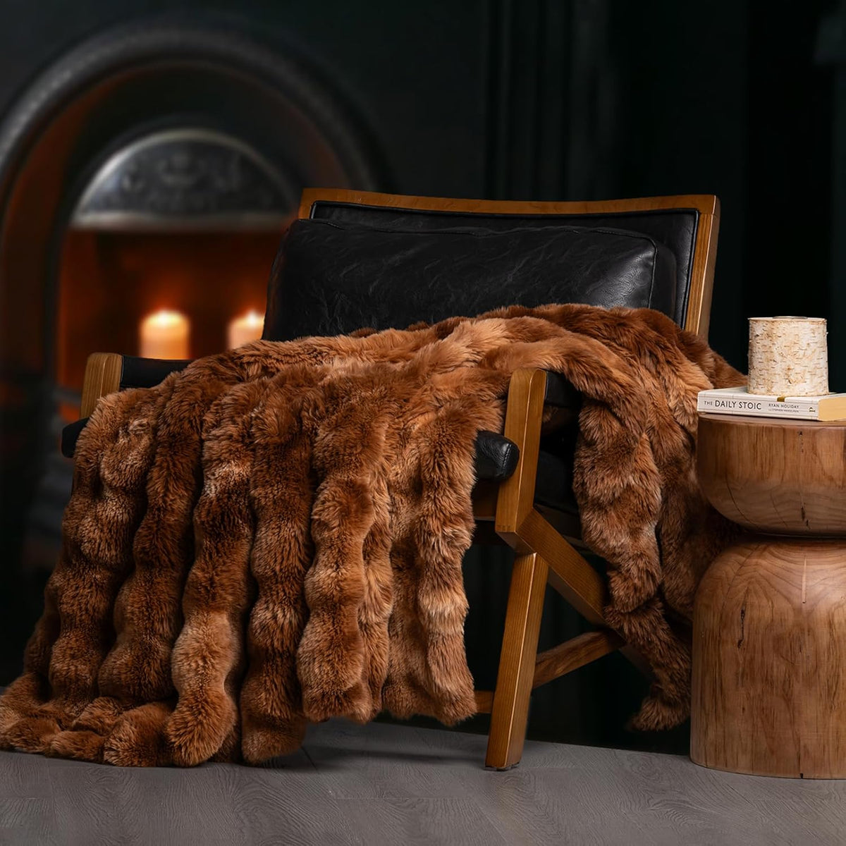 EVERGRACE Ultra Soft Luxury Fluffy Ridgeline Faux Rabbit Fur Throw Blanket, Thick Warm Bubble Throw