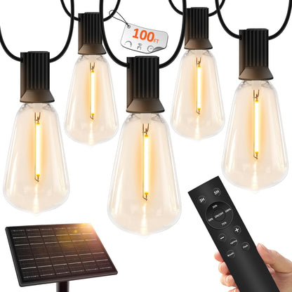 100 FT Solar String Lights Outdoor Waterproof with Remote & USB Port, Solar Power Patio Hanging