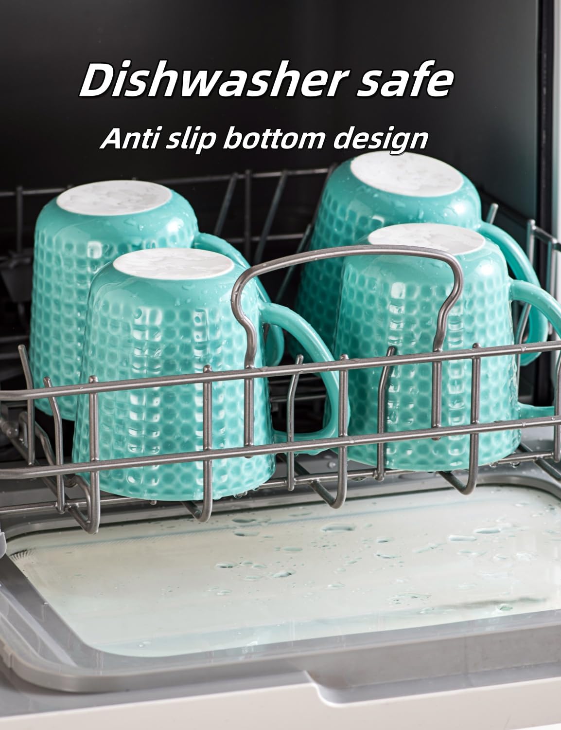 Ceramic Coffee Mugs 15 oz, Large Waffle Embossed Mug Set with Handle, Unique Coffee Cups for Latte