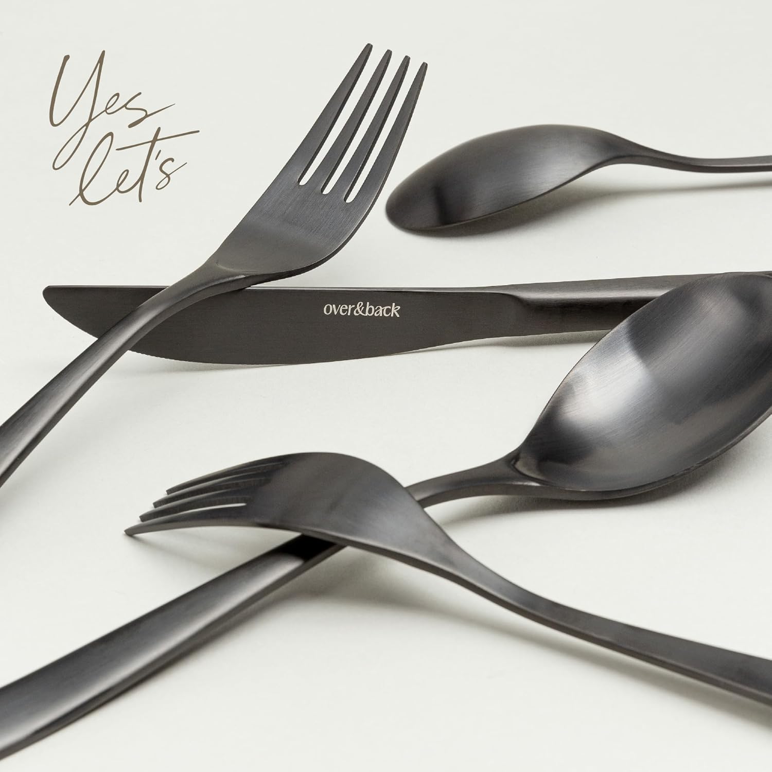 over&back 20pc Curved Flatware Cutlery Set - Comes with 4 Dinner Forks, 4 Salad Forks, 4 Dinner